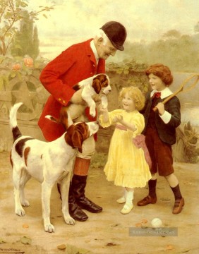  Kinder Malerei - Die Huntsmans Pet idyllische Kinder Arthur John Elsley